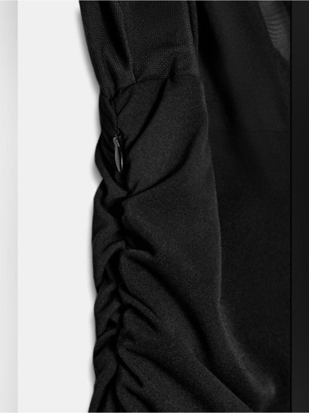 ZARA COMBINED DRAPED & RUCHED SIDE MiDI DRESS - Black - Picture 12 of 16